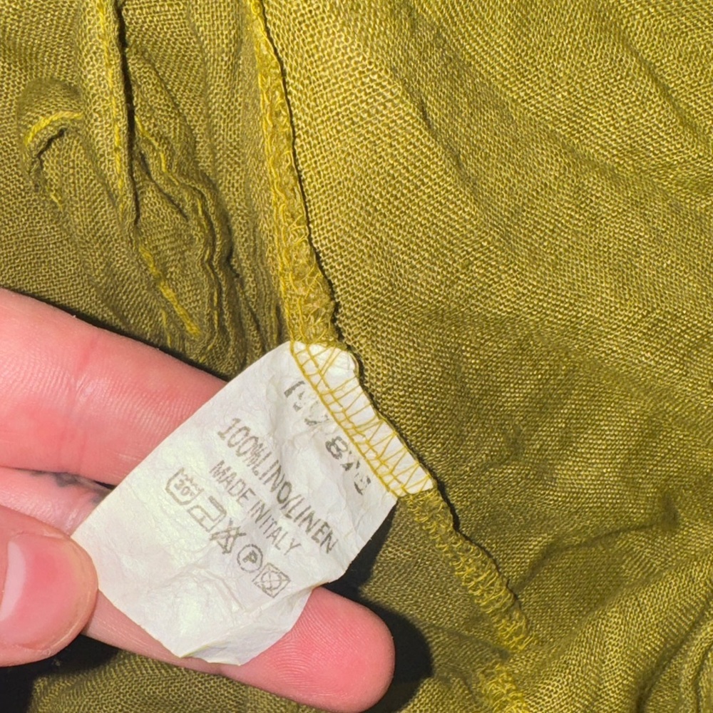 Olive Green Women's Jumpsuit 100% Linen Made in Italy - Picture 4 of 5